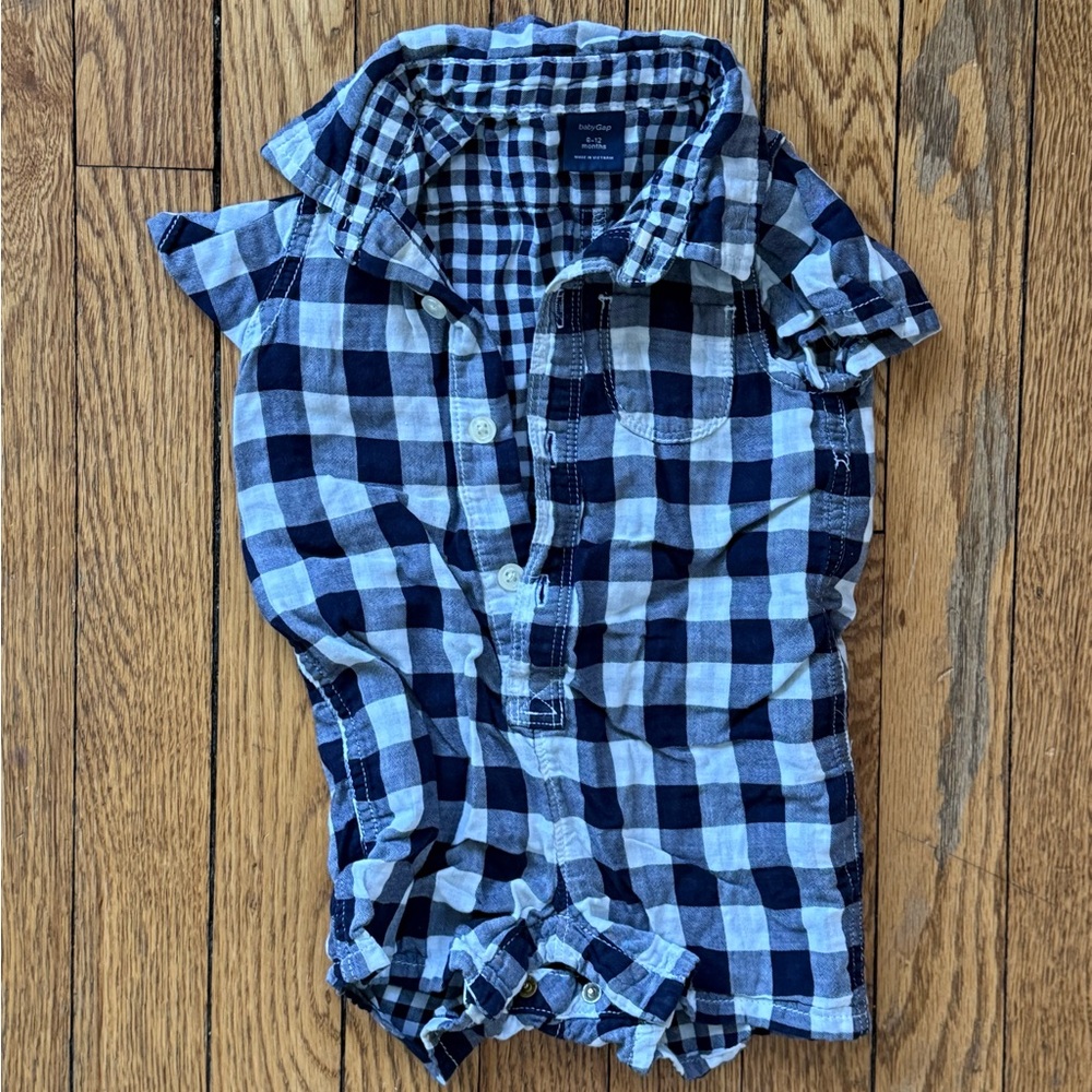 Gap Checkered Romper - Size 6-12 Months